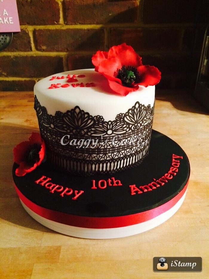 Poppy anniversary cake