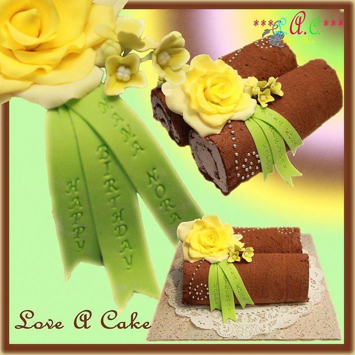Sponge Roll 'n Bloom - Chocolate Sponge Rolled Birthday Cake