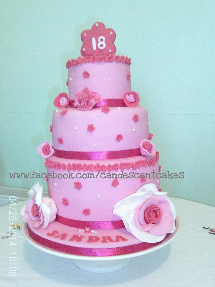 Pink 18th birthday cake
