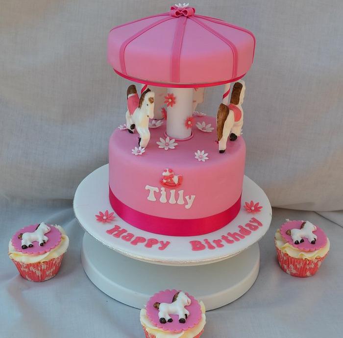 Pretty Pink Carousel Cake