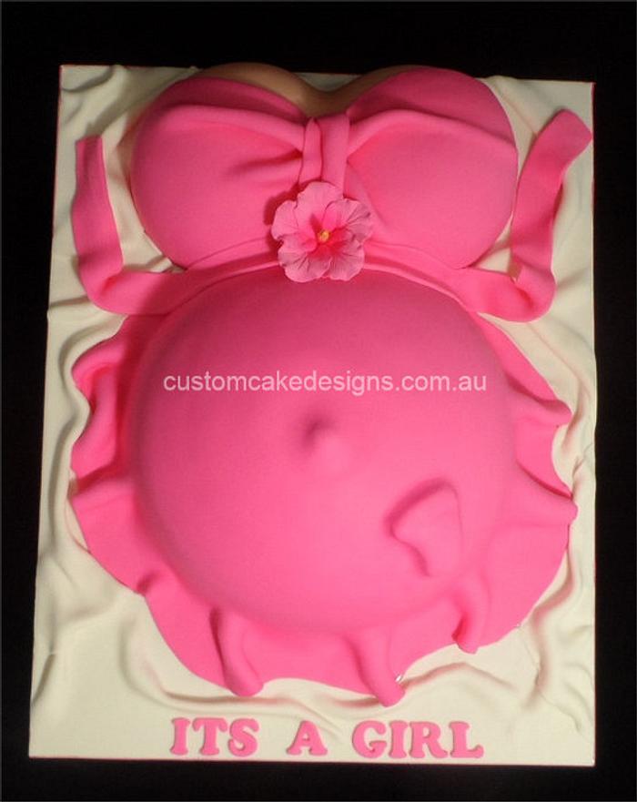 Hot Pink Pregnant Belly Cake