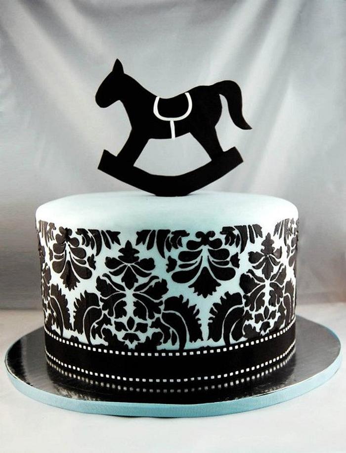 Rocking Horse Baby Shower Cake