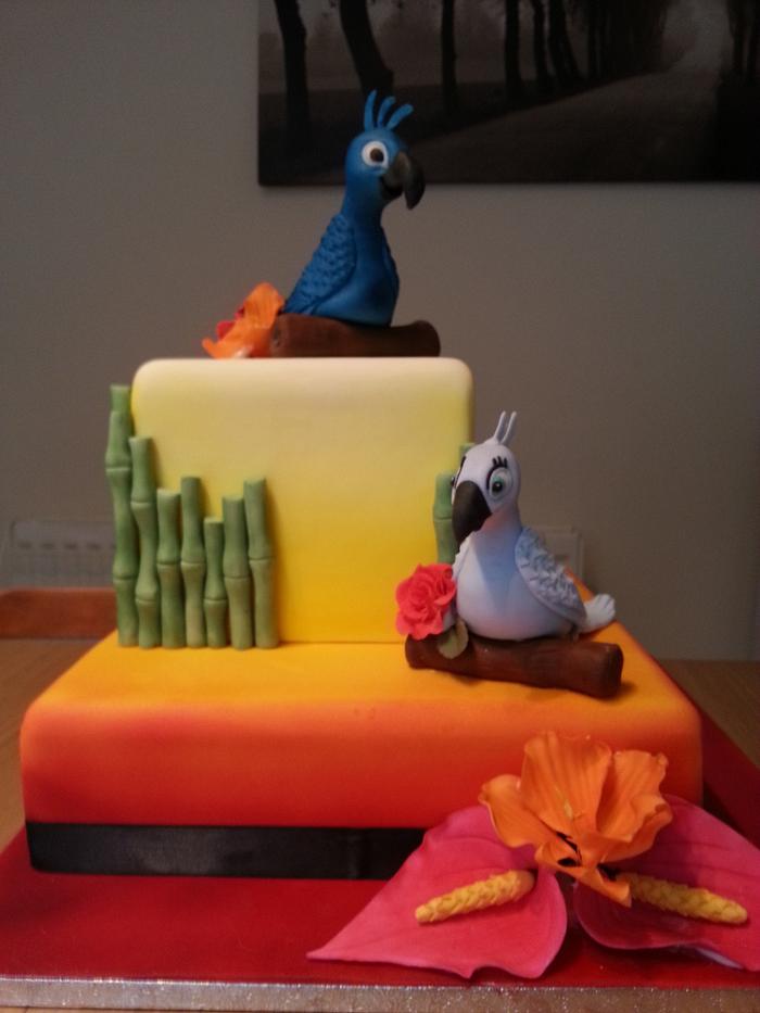 Tropical Wedding themed cake