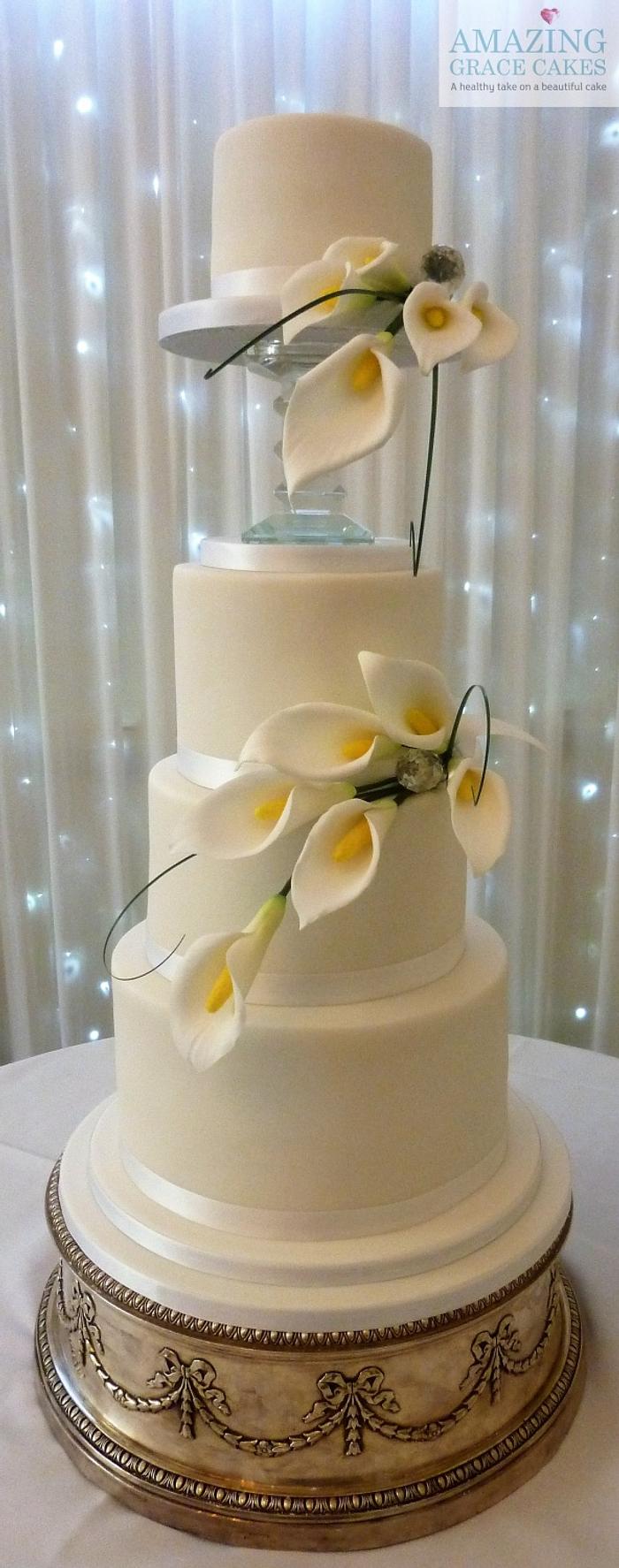 Global Sugar Art Calla Lily and Blossoms Bouquet White Wedding Cake Topper  by Chef Alan Tetreault Toppers