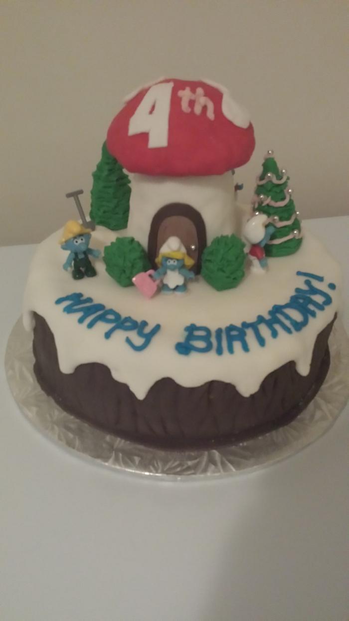 December Smurf birthday cake