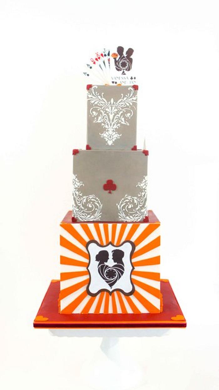 Poker themed wedding cake