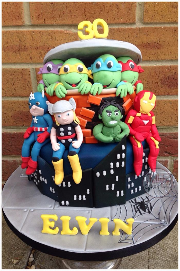 TMNT/Avengers cake 