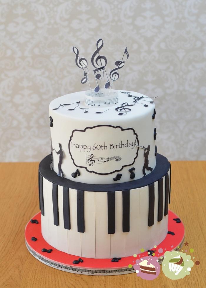 Music themed 60th birthday cake