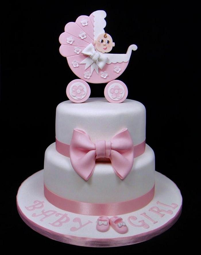 Baby Shower Pram Topper Cake