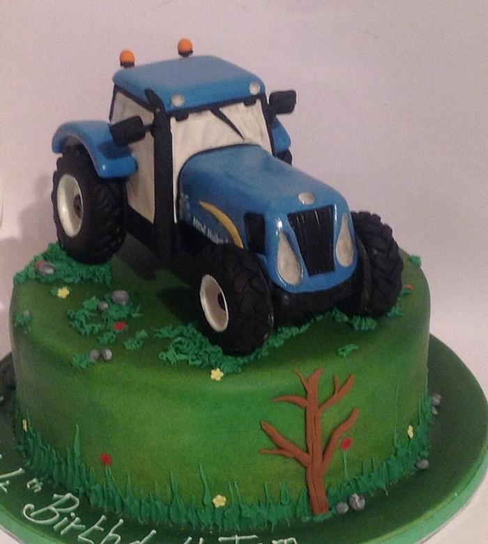 New Blue Holland Tractor Cake 