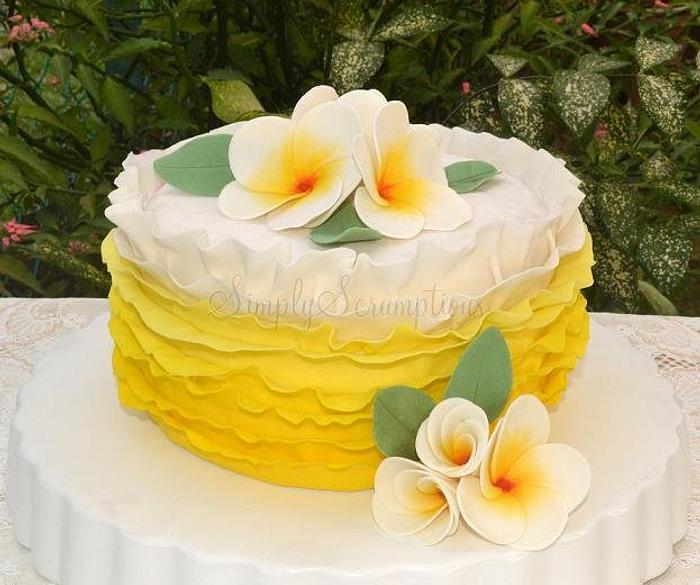 Hawaiian Frangipanis Ruffle Cake