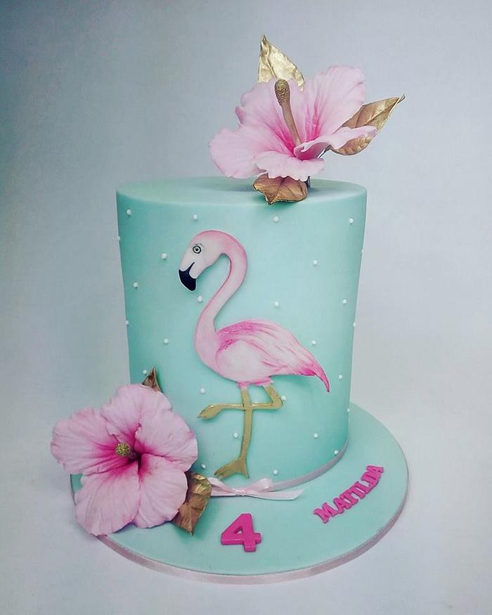 Flamingo birthday cake for Matilda