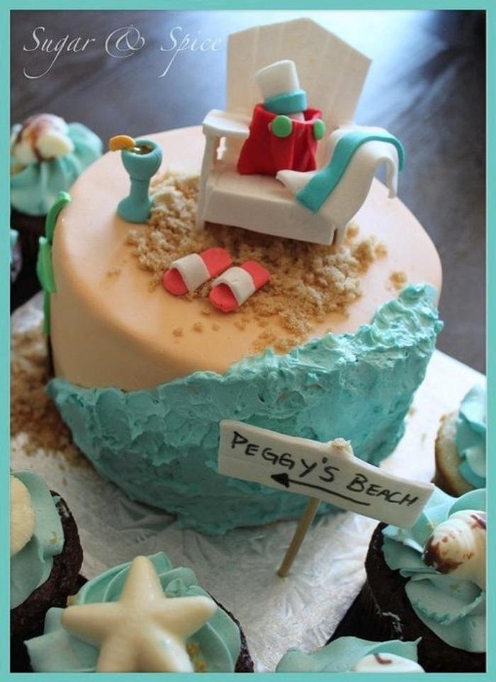 beach theme retirement cake
