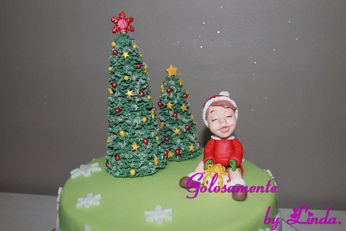 Christmas cake, a sweet happy child