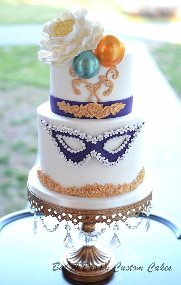 Mardi Gras Bridal Shower Cake