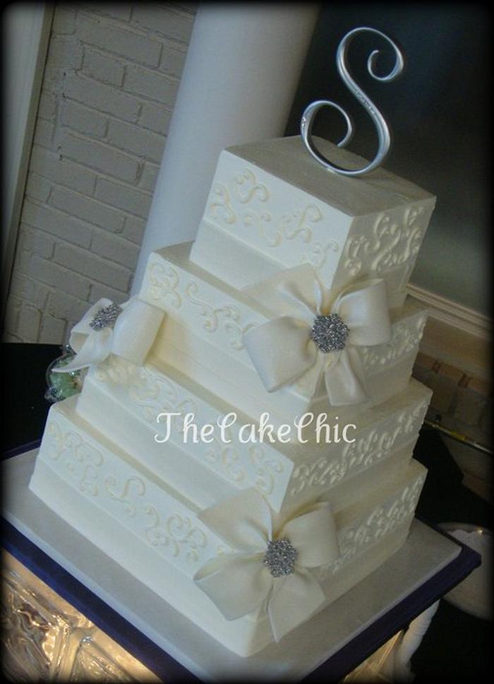 Bows and Bling Wedding Cake