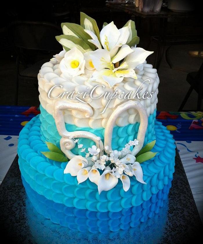 Ombre Petal 50th Birthday cake!
