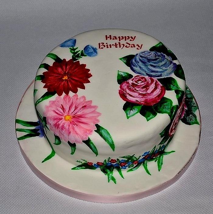 Hand painted cake with edible ink