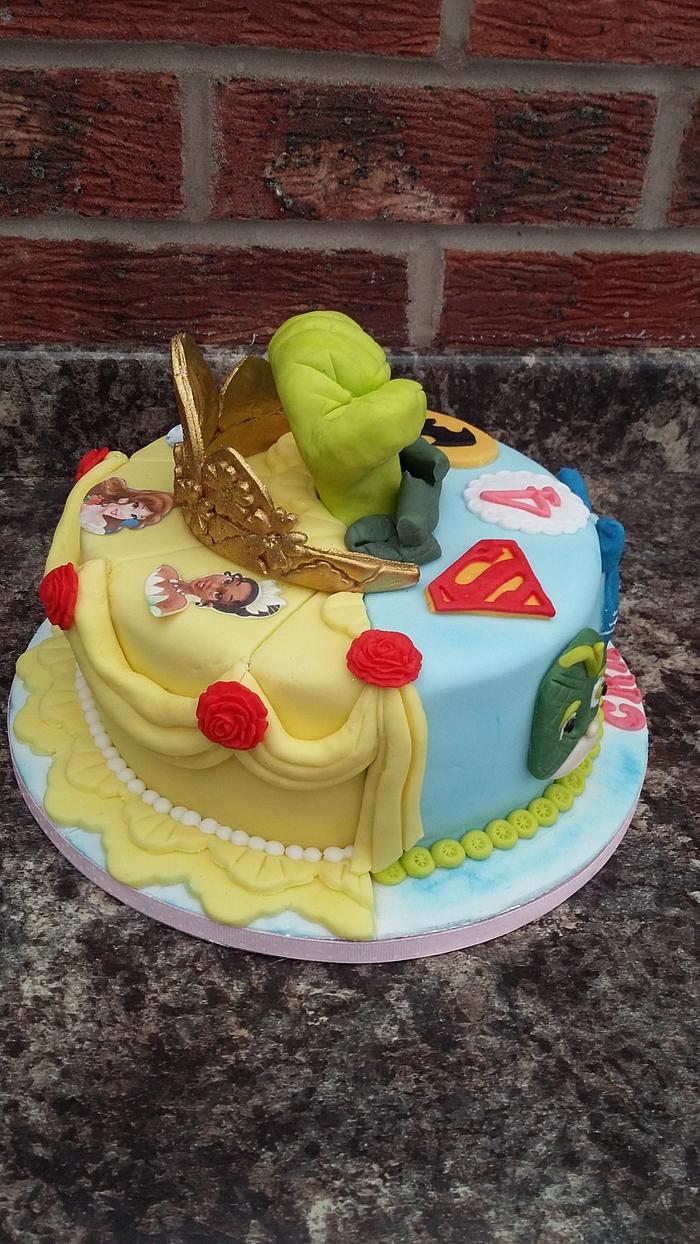 Princess and Super Hero's cake