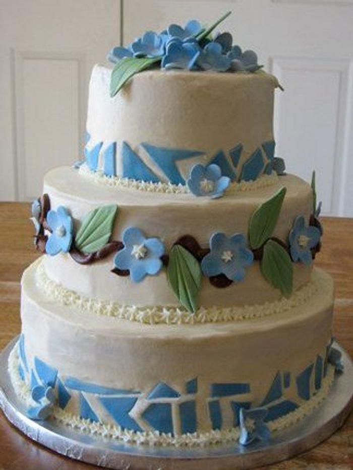 Hydrangea & Mosaic Cake