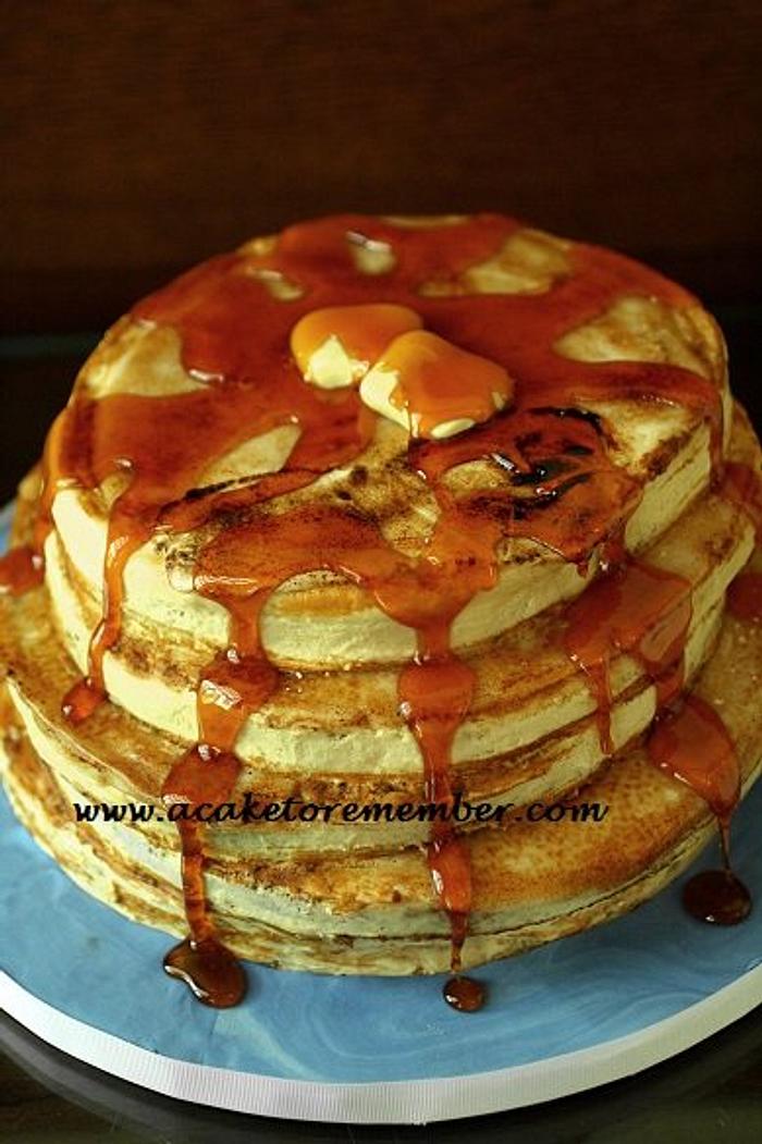 Groom's cake in the shape of pancakes