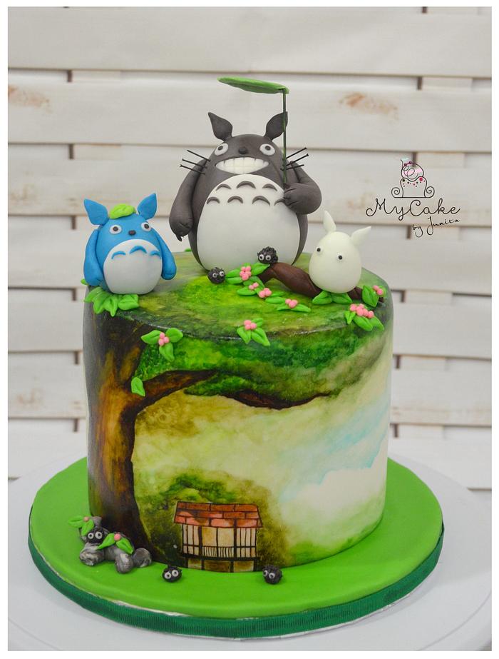 Totoro Cake with matching sugar cookies