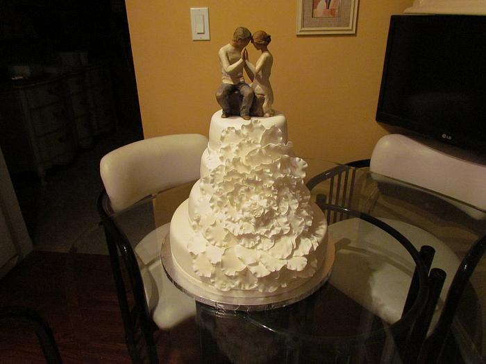 Cascading rose 4 tier Wedding cake 