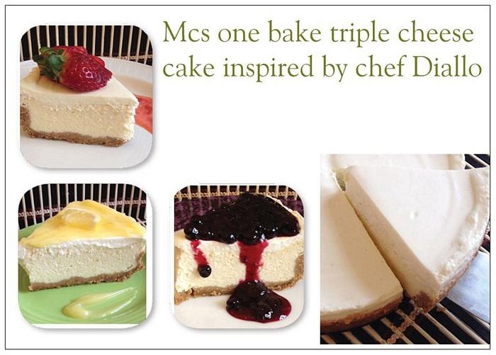 Triple cheese cake in one bake 