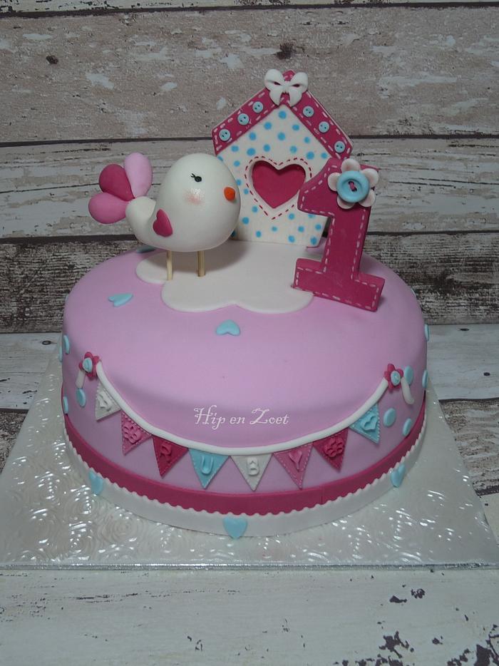 little bird 1st birthday cake