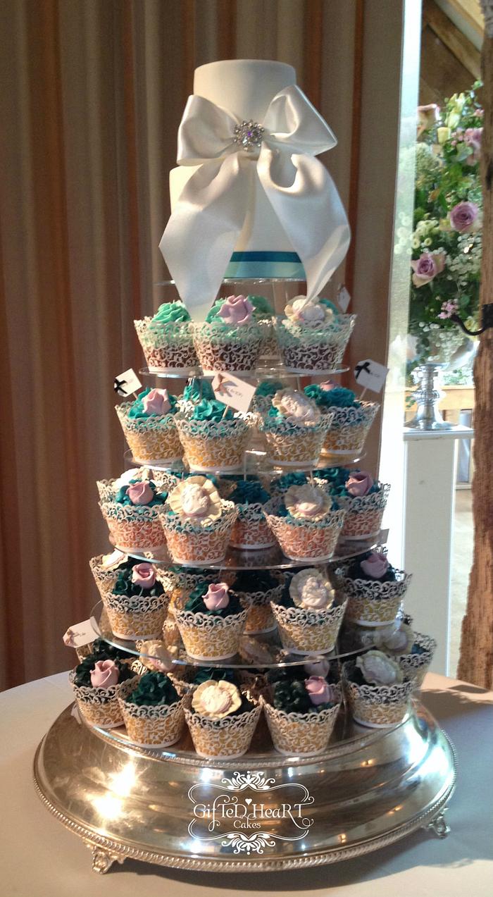 Ombre cupcake tower