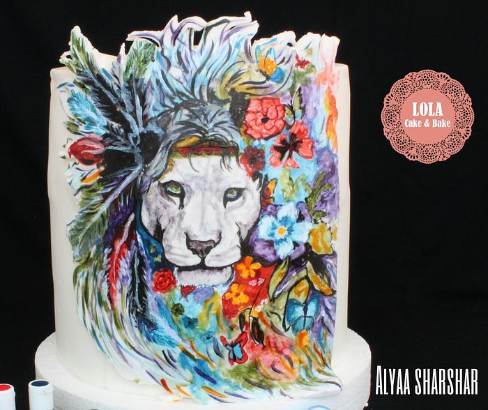 Freehand painting cake