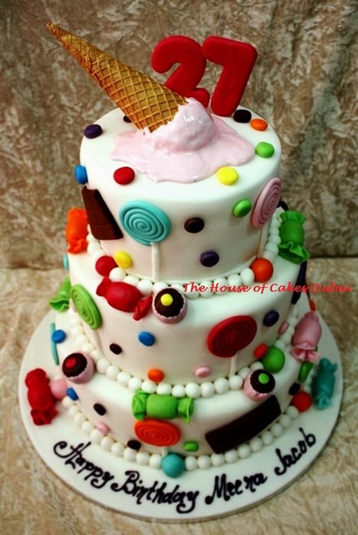 Ice cream and candy cake