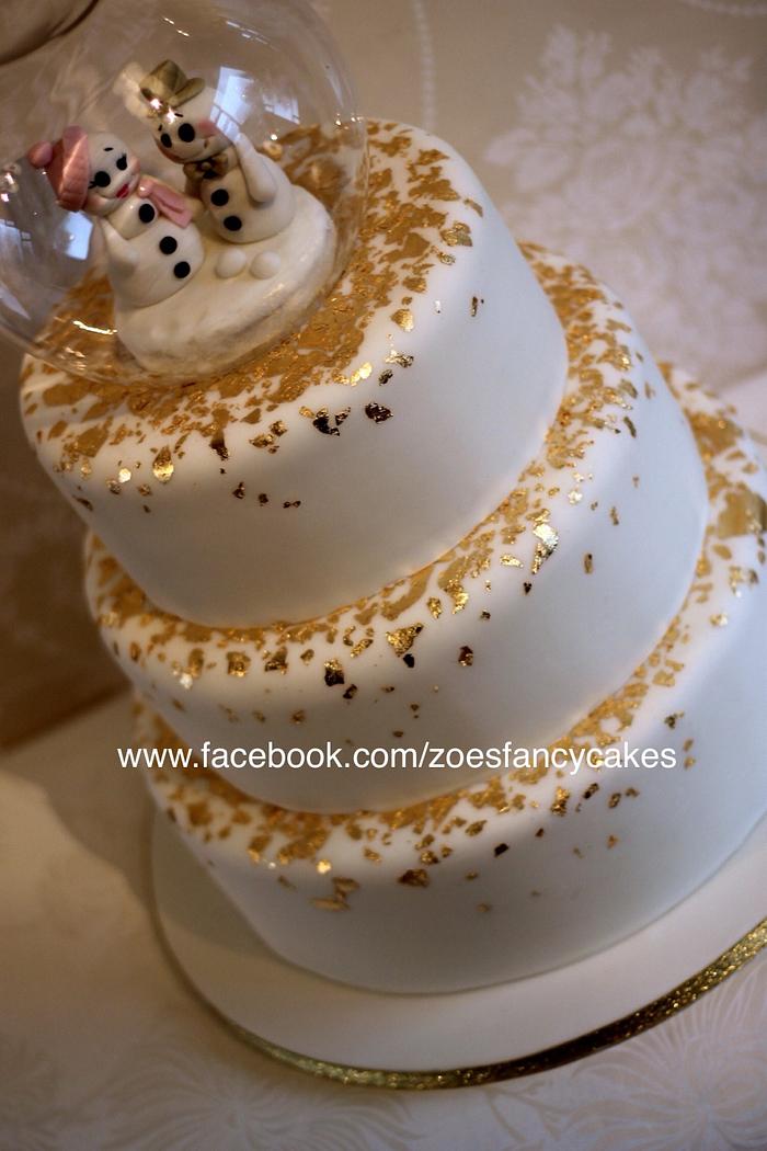 Christmas themed wedding cake