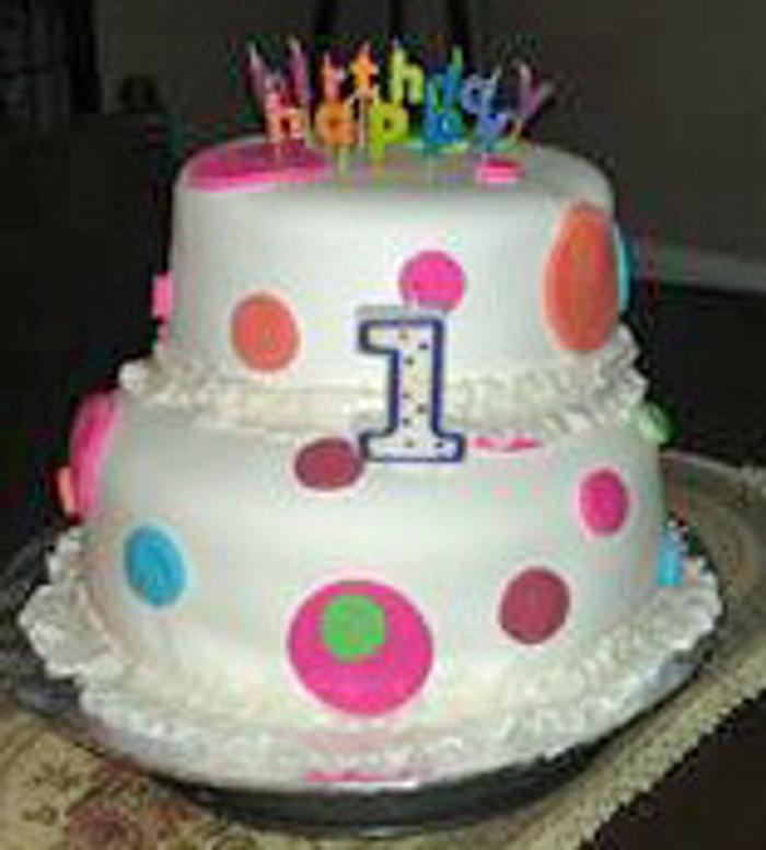 Colourful Polka Dot 1st Birthday Cake