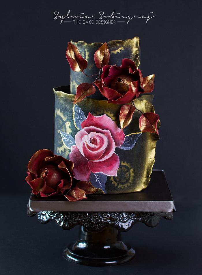 Steam Cakes- Steampunk collaboration. Handpainted cake