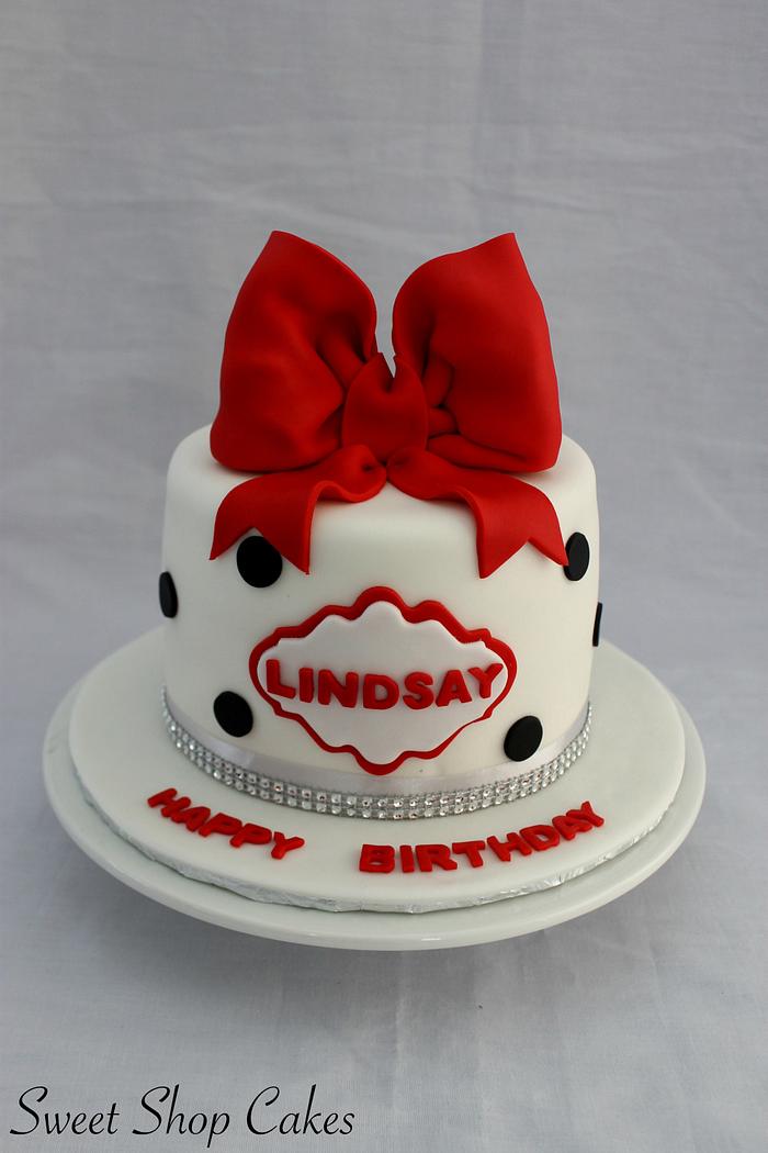 Elegant red birthday cake