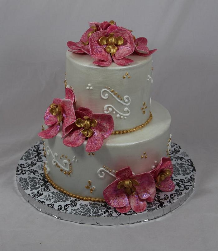 Orchid bridal shower cake