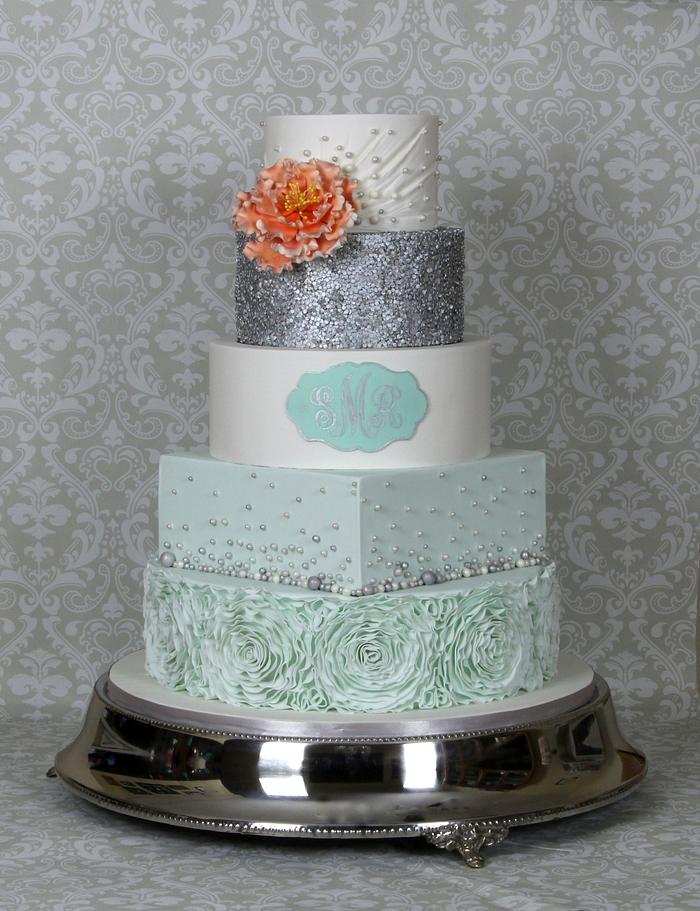 Ruffle sequin wedding cake