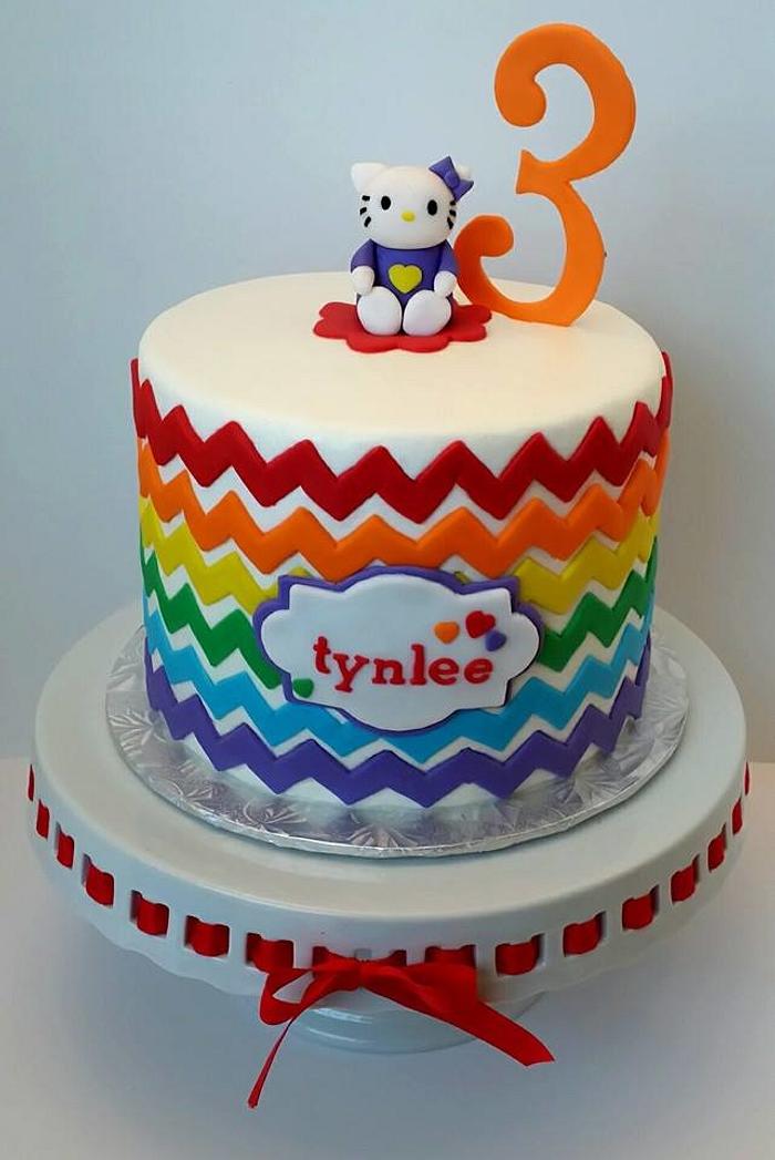 Hello Kitty Rainbow Chevron Birthday CAke