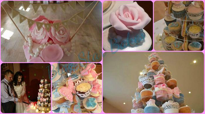 Pink and Blue Cupcake Tower