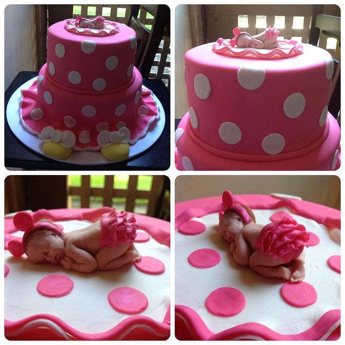 Minnie Mouse baby shower cake