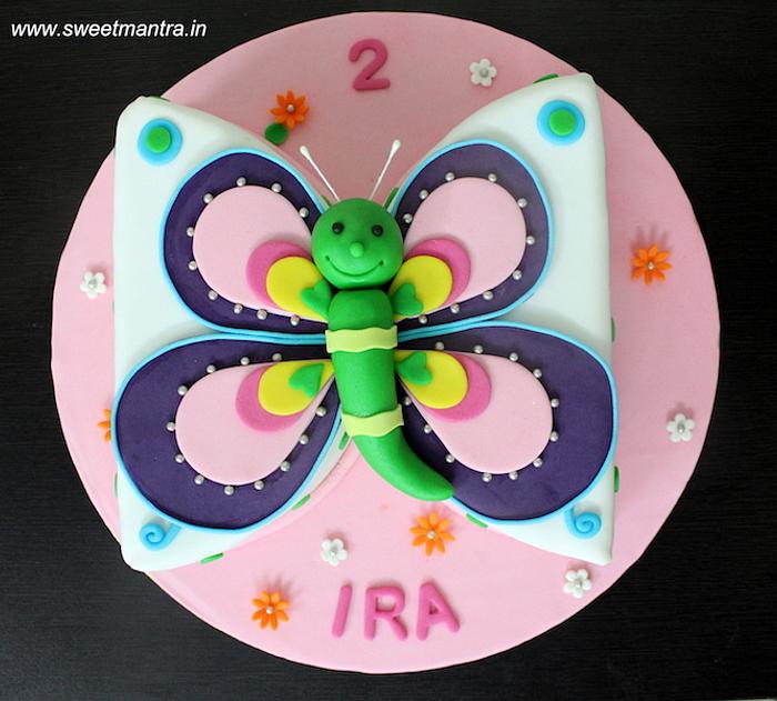 Butterfly shaped 3D cake for girls 1st birthday - - CakesDecor