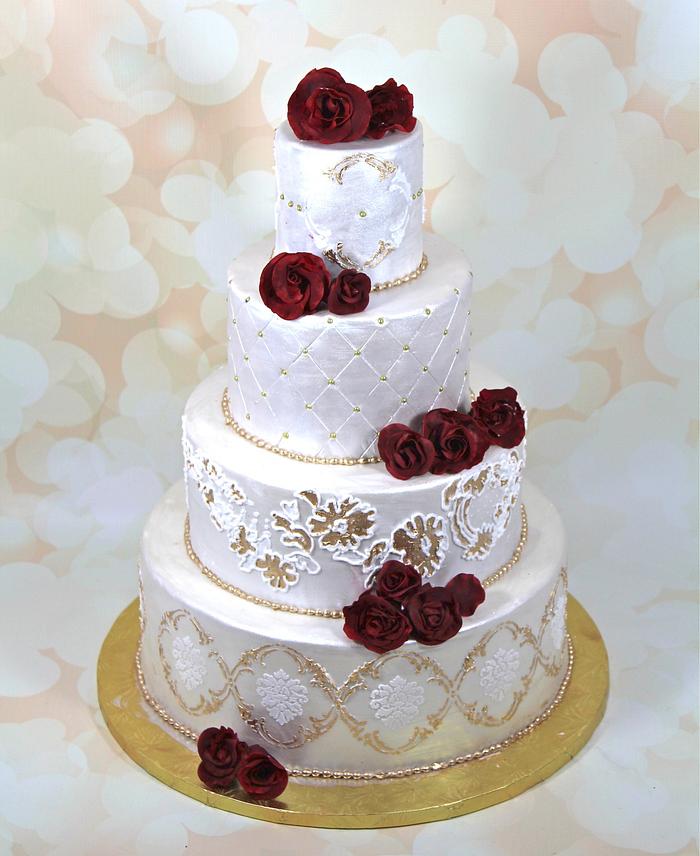 Wedding cake with gumpaste flowers