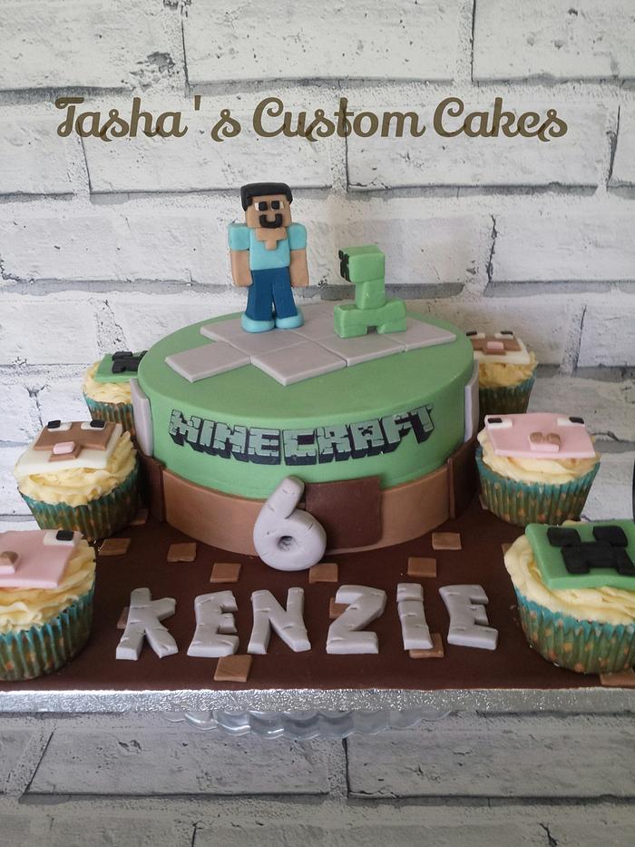 Minecraft Cake and Cupcakes
