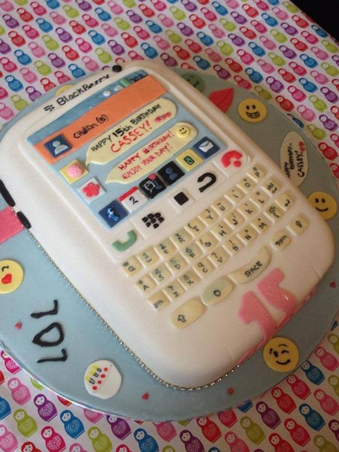 Blackberry phone cake with BBM 