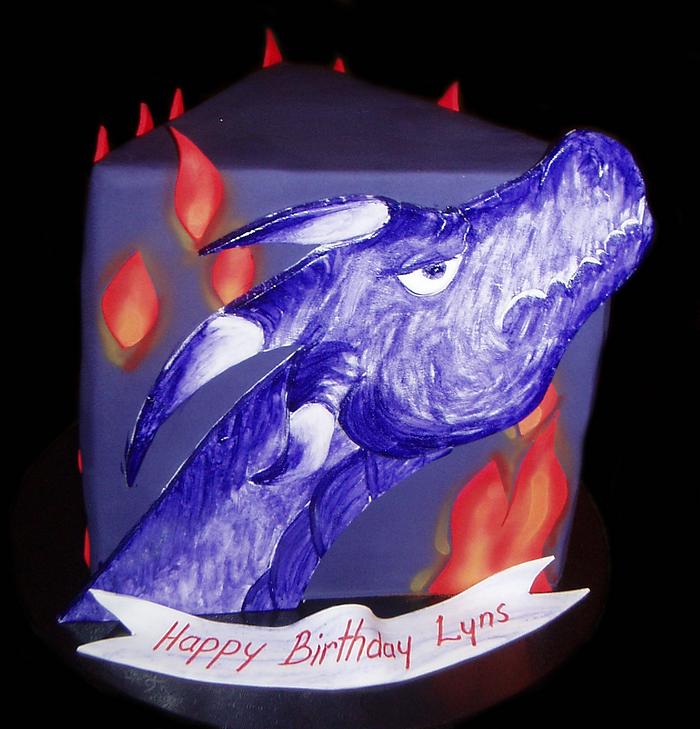 Painted Purple Dragon Cake