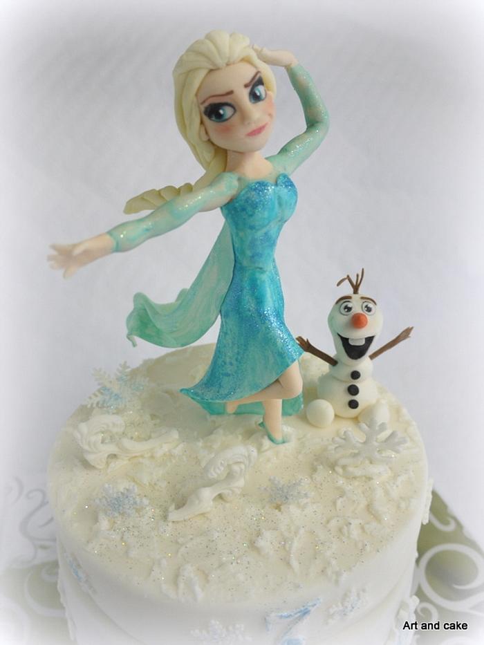 Elsa and Olaf cake