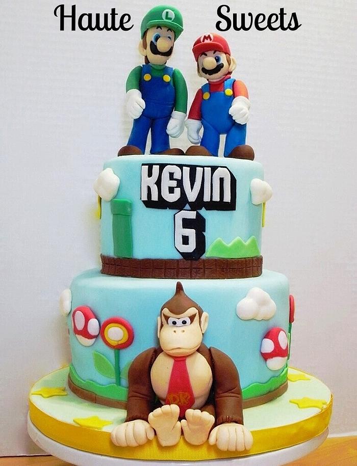 Mario Bros. and Donkey Kong Birthday Cake