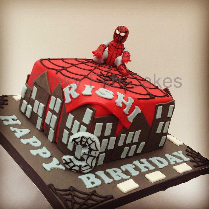 Spider man theme cake