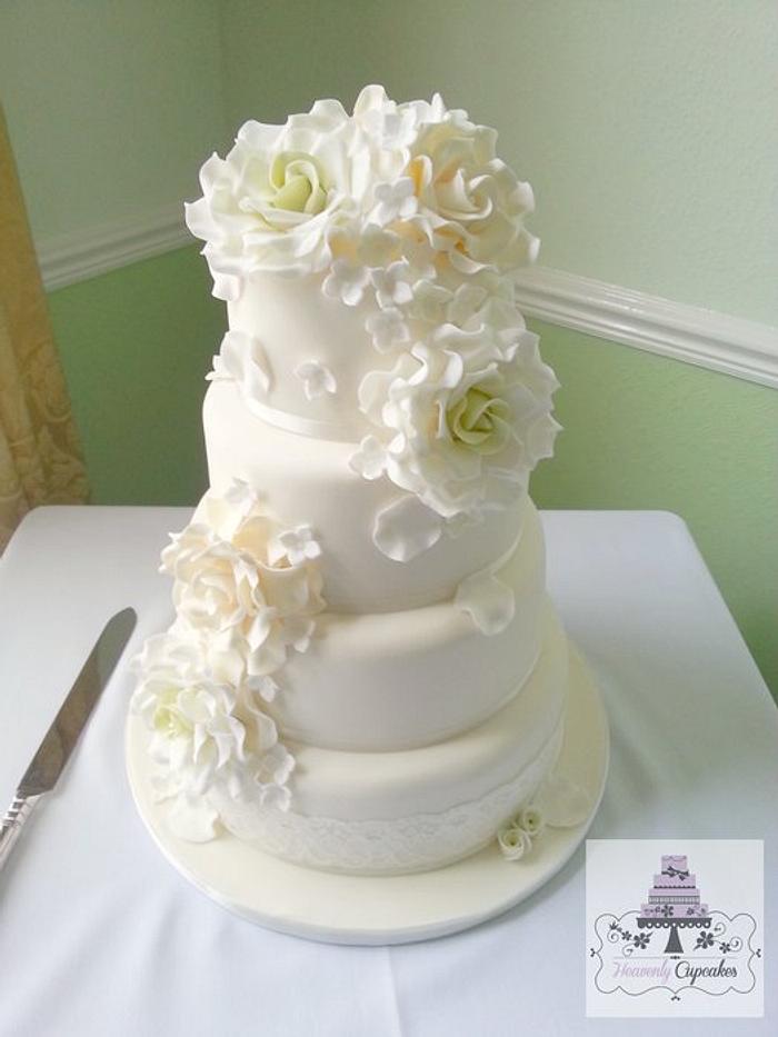 Ivory rose Wedding Cake